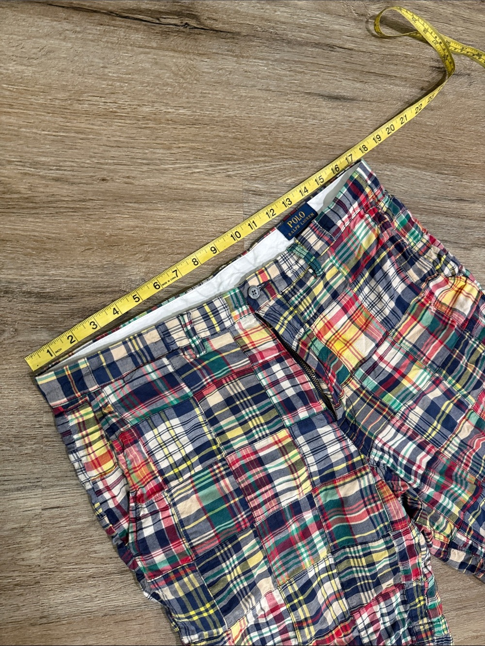 Polo by Ralph Lauren Men's Multi-Color Madras Patchwork Shorts - Picture 4 of 8